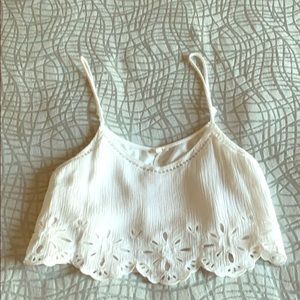 White lace crop top